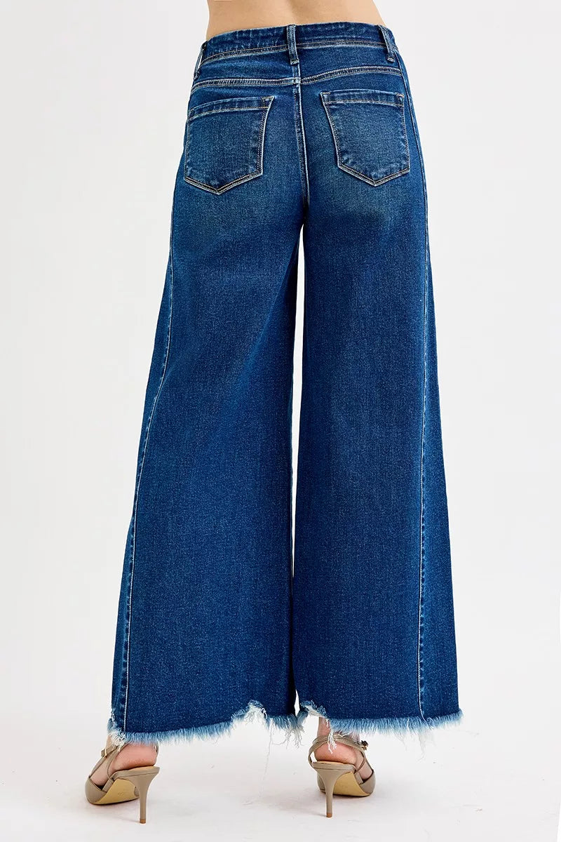 Full Size High Rise Ankle Wide Jeans Plus Size