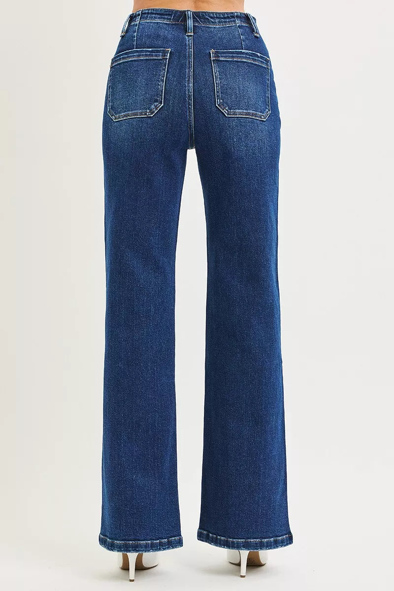 Full Size High Rise Wide Leg Jeans with Front Tie Detail Plus Size