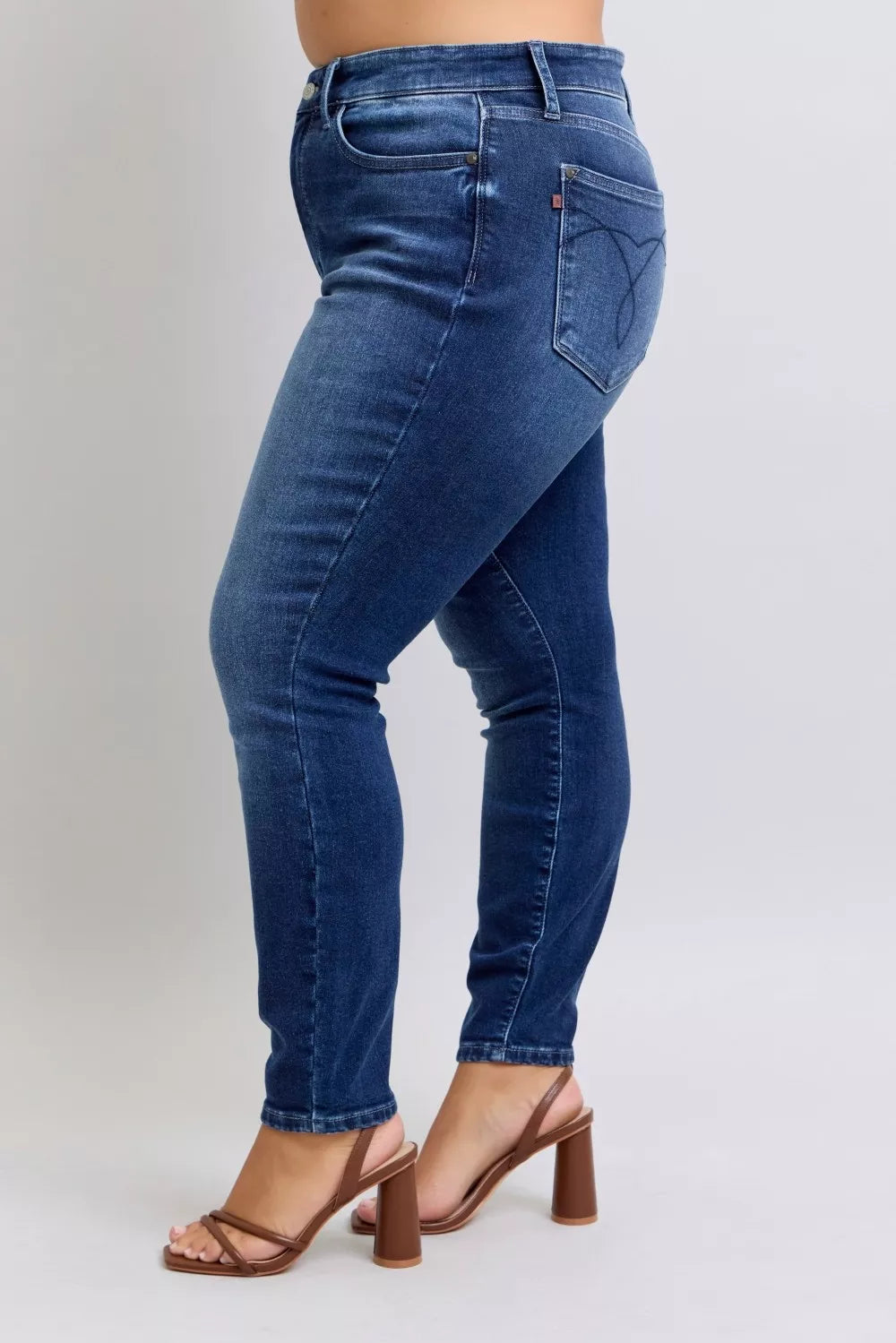 Full Size Washed Thermal Skinny Jeans Plus Size